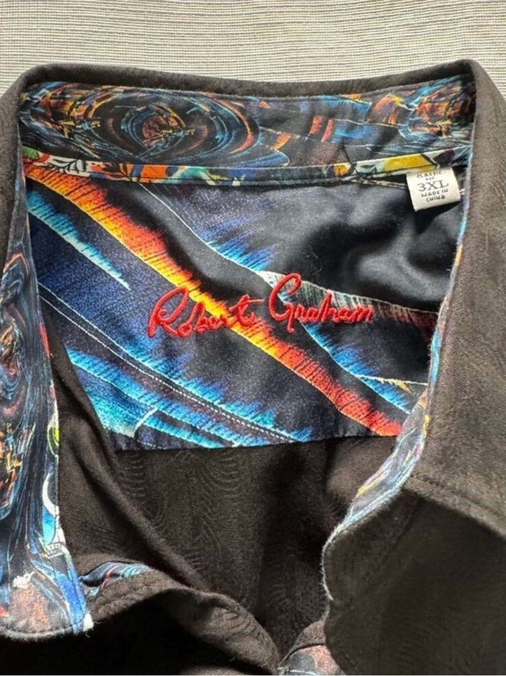 Robert Graham Midnight Black Casual Button Down Shirt 3XL